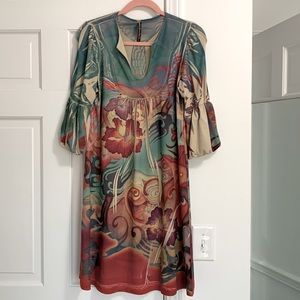 3/4 sleeve printed dress size large